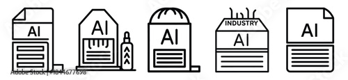 ai industry line art icon set. ai and robotics outline icons collection.