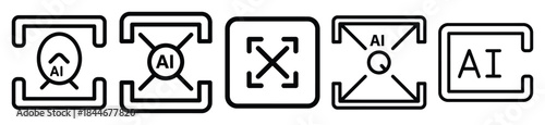 ai recognition line art icon set. ai and robotics outline icons collection.