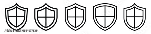 ai shield lock line art icon set. ai and robotics outline icons collection.