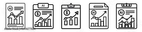 ai statistics line art icon set. ai and robotics outline icons collection.