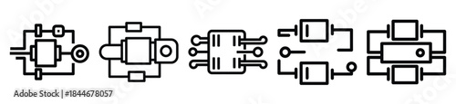 logic circuit line art icon set. ai and robotics outline icons collection.