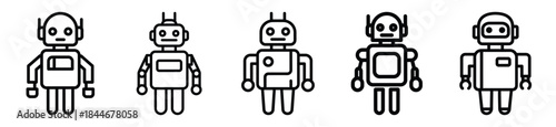 humanoid robot line art icon set. ai and robotics outline icons collection.
