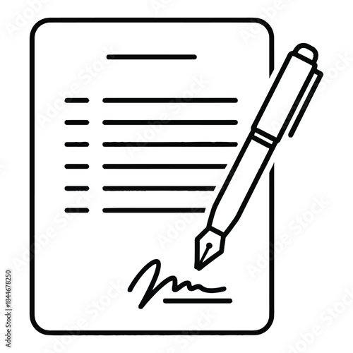 A pen resting on a document with lines and a signature