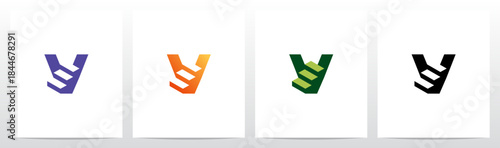 Three Steps Stairs Letter Initial Logo Design V