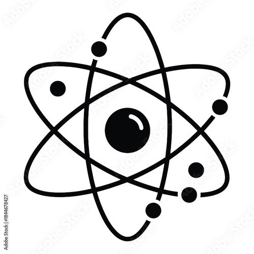 Simple illustration of an atom showing the nucleus and orbiting electrons