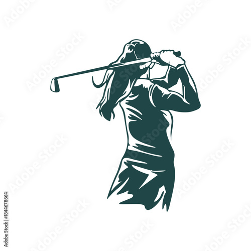  woman is playing golf silhuete vactor