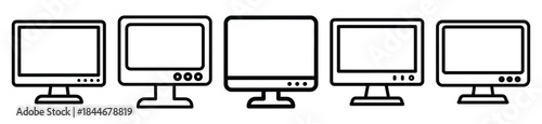 robo monitor line art icon set. ai and robotics outline icons collection.