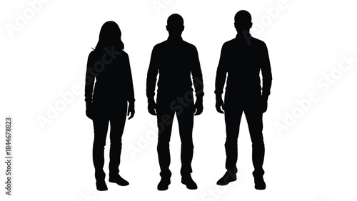 three people standing together in a dark stark contrast a striking silhouette