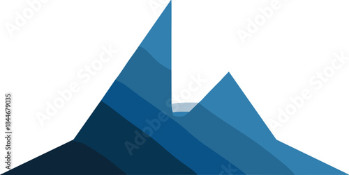 Abstract geometric mountain range in layered blue tones, ideal for minimalist design, branding, and data visualization