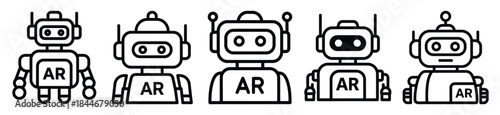 robot ar line art icon set. ai and robotics outline icons collection.