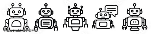 robot chat line art icon set. ai and robotics outline icons collection.