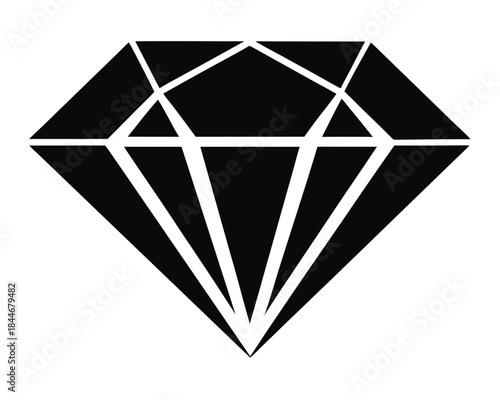 Black and White Diamond Shape Illustration Isolated on Transparent Background