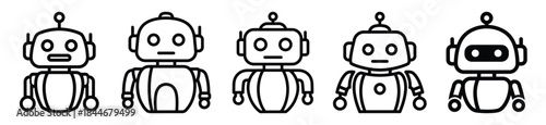 robot chatbot line art icon set. ai and robotics outline icons collection.
