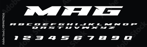 MAG Lettering Font Alphabet Vector Design High Speed Racing Inspired Bold Dynamic Typeface for Automotive Posters Stickers Sports Cars T Shirts and Modern Motion Graphic Projects