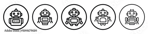 robot circle line art icon set. ai and robotics outline icons collection.