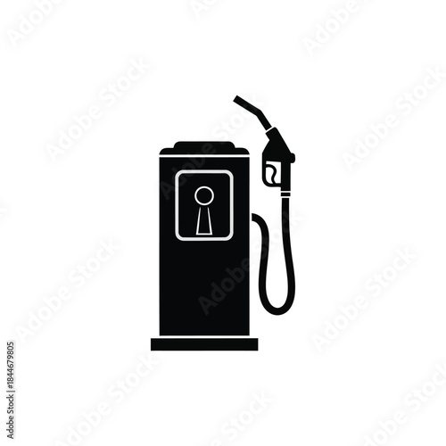 Simple black and white illustration of a gas pump for vehicle fueling