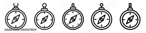 robot compass line art icon set. ai and robotics outline icons collection.