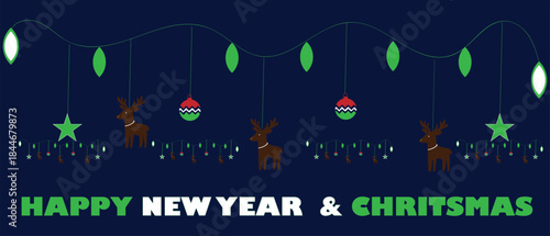 Happy New Year and Christmas Celebration Illustration