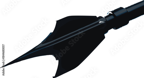 High-detail vector illustration of hunting broadhead arrow tip with sharp blades and metallic shaft for archery gear