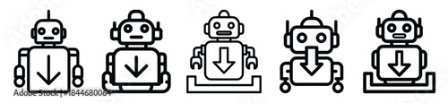 robot download line art icon set. ai and robotics outline icons collection.