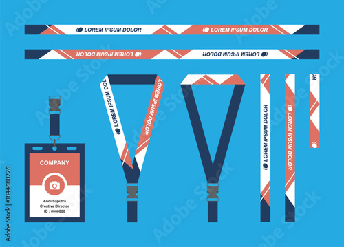Sport Lanyard and ID Card Template with Modern Geometric Pattern