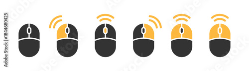 Computer mouse icon set. Pressing different mouse buttons. Left and right click vector. PC cursor vector icons. Mouse wheel scroll icon vector. Mouse icon set