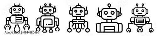 robot flow line art icon set. ai and robotics outline icons collection.