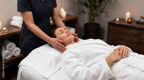 Woman receiving a massage treatment in a spa