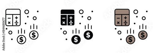 Financial Investment and Banking Icon Set. Vector illustration featuring money, currency symbols, and business management icons, suitable for finance apps, reports, or accounting services.