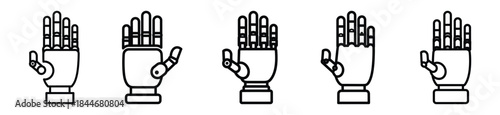 robot hand line art icon set. ai and robotics outline icons collection.