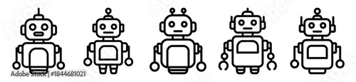 robot idea line art icon set. ai and robotics outline icons collection.