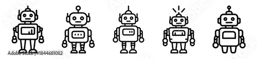 robot idea spark line art icon set. ai and robotics outline icons collection.