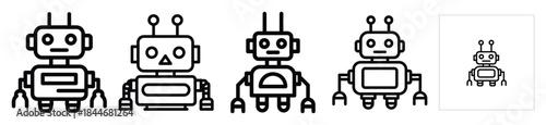 robot interface line art icon set. ai and robotics outline icons collection.