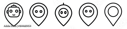 robot map pin line art icon set. ai and robotics outline icons collection.