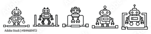 robot maze line art icon set. ai and robotics outline icons collection.