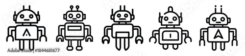 robot navigation line art icon set. ai and robotics outline icons collection.
