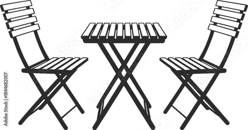 Foldable Bistro Table and Chairs Illustration.