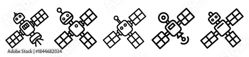 robot satellite line art icon set. ai and robotics outline icons collection.