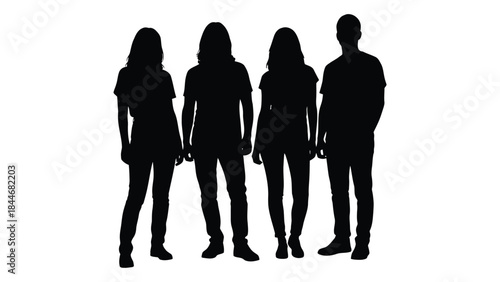 Four people standing together a group portrait capturing a moment in time silhouette