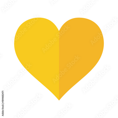 Bright yellow heart shape icon on white background