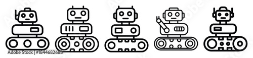 robot track line art icon set. ai and robotics outline icons collection.
