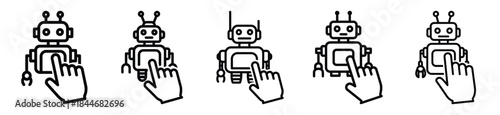robot touch line art icon set. ai and robotics outline icons collection.