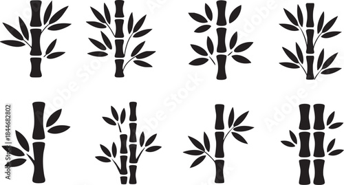 bamboo icon set. Linear style sign for mobile concept and web design. bamboo symbol illustration on white background