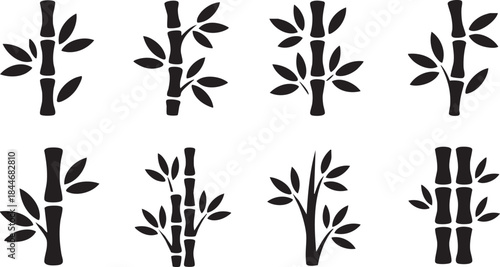 bamboo icon set. Linear style sign for mobile concept and web design. bamboo symbol illustration on white background