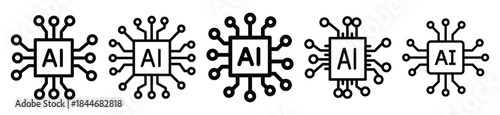 ai circuit line art icon set. ai and robotics outline icons collection.