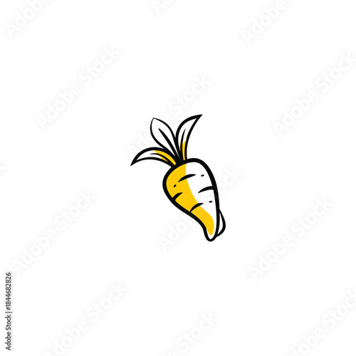 Hand drawn daikon radish vegetable icon with a simple doodle art style