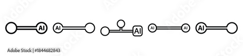 ai connection line art icon set. ai and robotics outline icons collection.