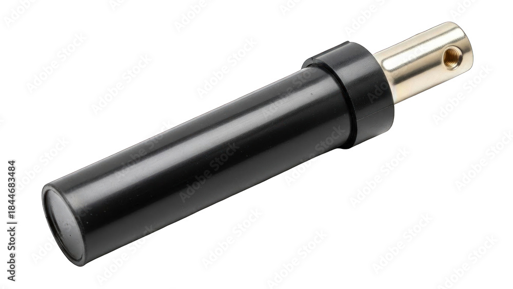 Fototapeta premium Black and Silver Hydraulic Cylinder on White Background.