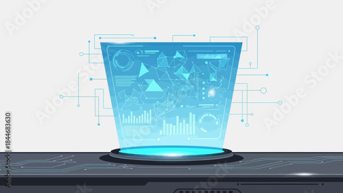 Glass of water beside a laptop on a digital office workspace