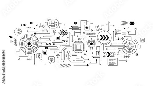 Blue digital circuit board background showing connected lines and modern technology network design